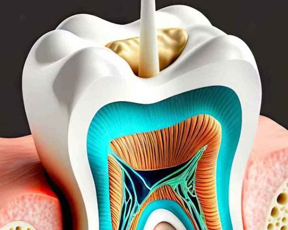 representación muestra interior nervios diente