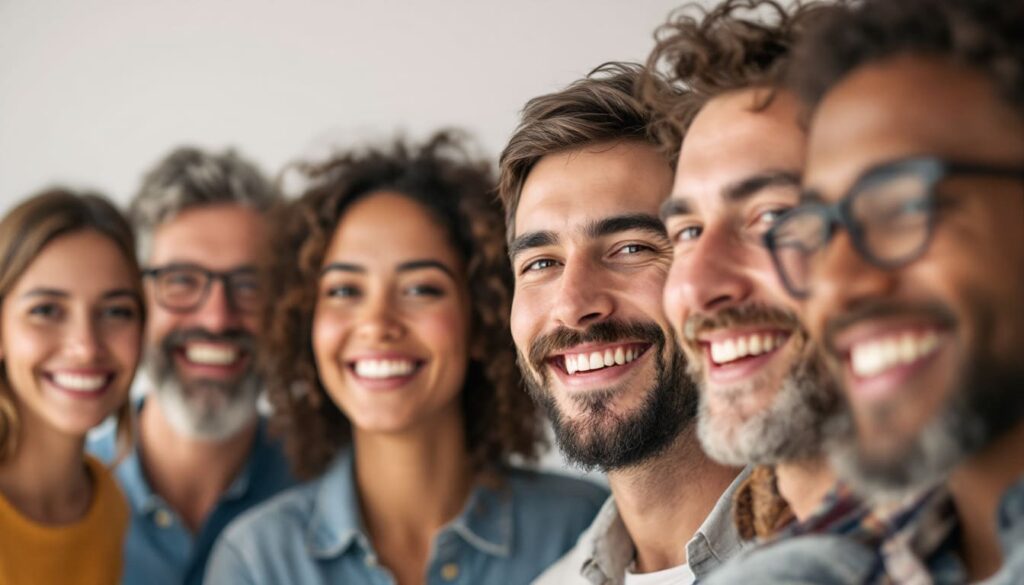 grupo personas sonrientes dientes blancos clinica dental