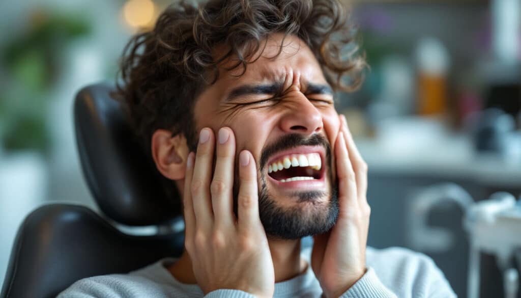 hombre quejándose con ambas manos en la cara