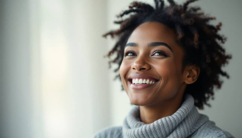 mujer negra sonriendo